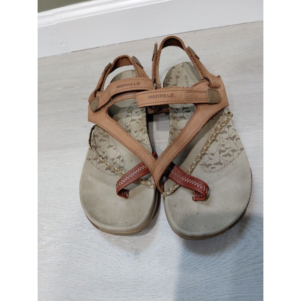 Merrell  Womens Size 9 Sandals  Brown Adjustable Strap Sport Brown Leather - Picture 2 of 11